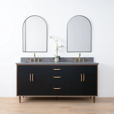 Sidney SLIM 72" Matte Black Bathroom Vanity, Double Sink - Teodor Vanities United States