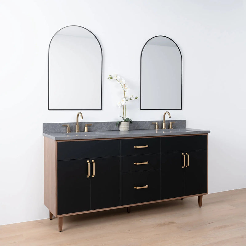 Sidney SLIM 72" Matte Black Bathroom Vanity, Double Sink - Teodor Vanities United States