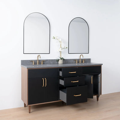 Sidney SLIM 72" Matte Black Bathroom Vanity, Double Sink - Teodor Vanities United States