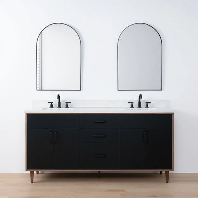 Sidney SLIM 72" Matte Black Bathroom Vanity, Double Sink - Teodor Vanities United States