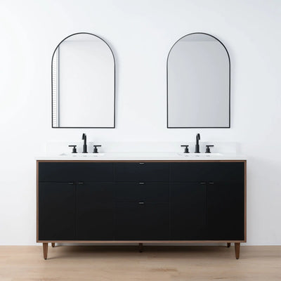 Sidney SLIM 72" Matte Black Bathroom Vanity, Double Sink - Teodor Vanities United States