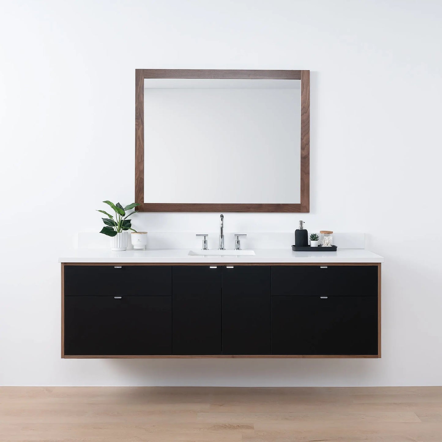 Sidney SLIM 72" Wall Mount Matte Black Bathroom Vanity - Teodor Vanities United States