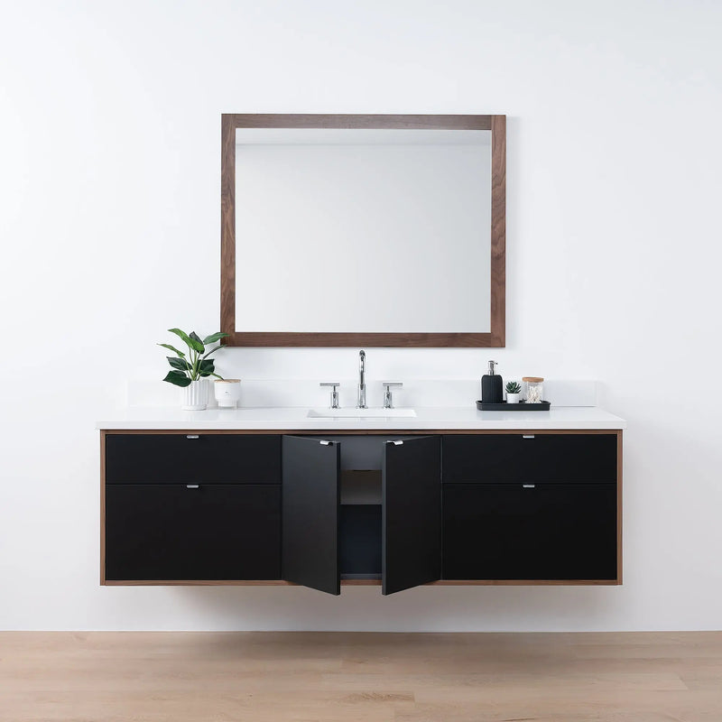 Sidney SLIM 72" Wall Mount Matte Black Bathroom Vanity - Teodor Vanities United States