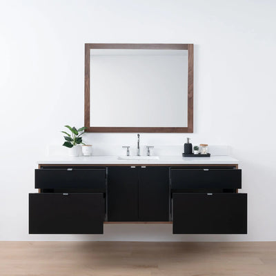 Sidney SLIM 72" Wall Mount Matte Black Bathroom Vanity - Teodor Vanities United States