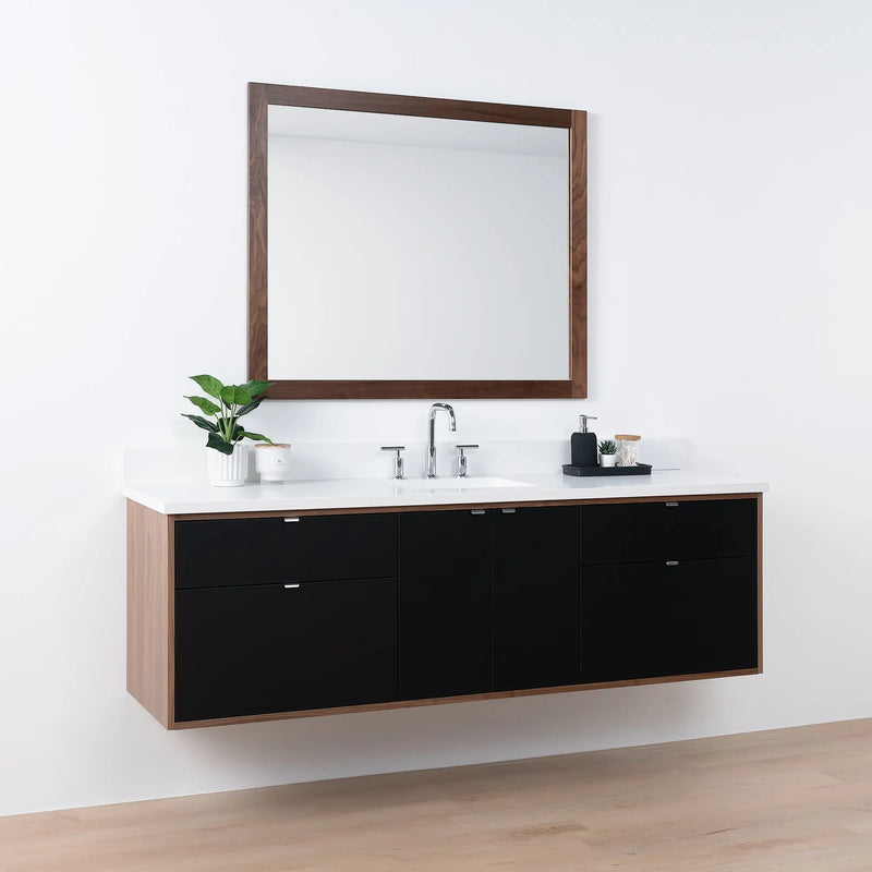 Sidney SLIM 72" Wall Mount Matte Black Bathroom Vanity - Teodor Vanities United States