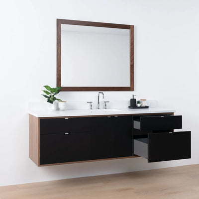 Sidney SLIM 72" Wall Mount Matte Black Bathroom Vanity - Teodor Vanities United States