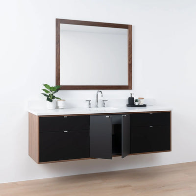 Sidney SLIM 72" Wall Mount Matte Black Bathroom Vanity - Teodor Vanities United States