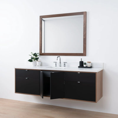 Sidney SLIM 72" Wall Mount Matte Black Bathroom Vanity - Teodor Vanities United States