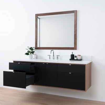 Sidney SLIM 72" Wall Mount Matte Black Bathroom Vanity - Teodor Vanities United States