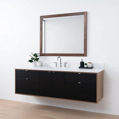 Sidney SLIM 72" Wall Mount Matte Black Bathroom Vanity - Teodor Vanities United States