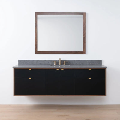 Sidney SLIM 72" Wall Mount Matte Black Bathroom Vanity - Teodor Vanities United States