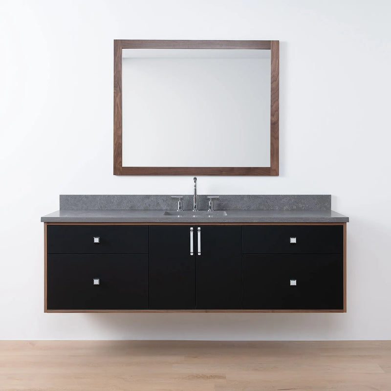 Sidney SLIM 72" Wall Mount Matte Black Bathroom Vanity - Teodor Vanities United States