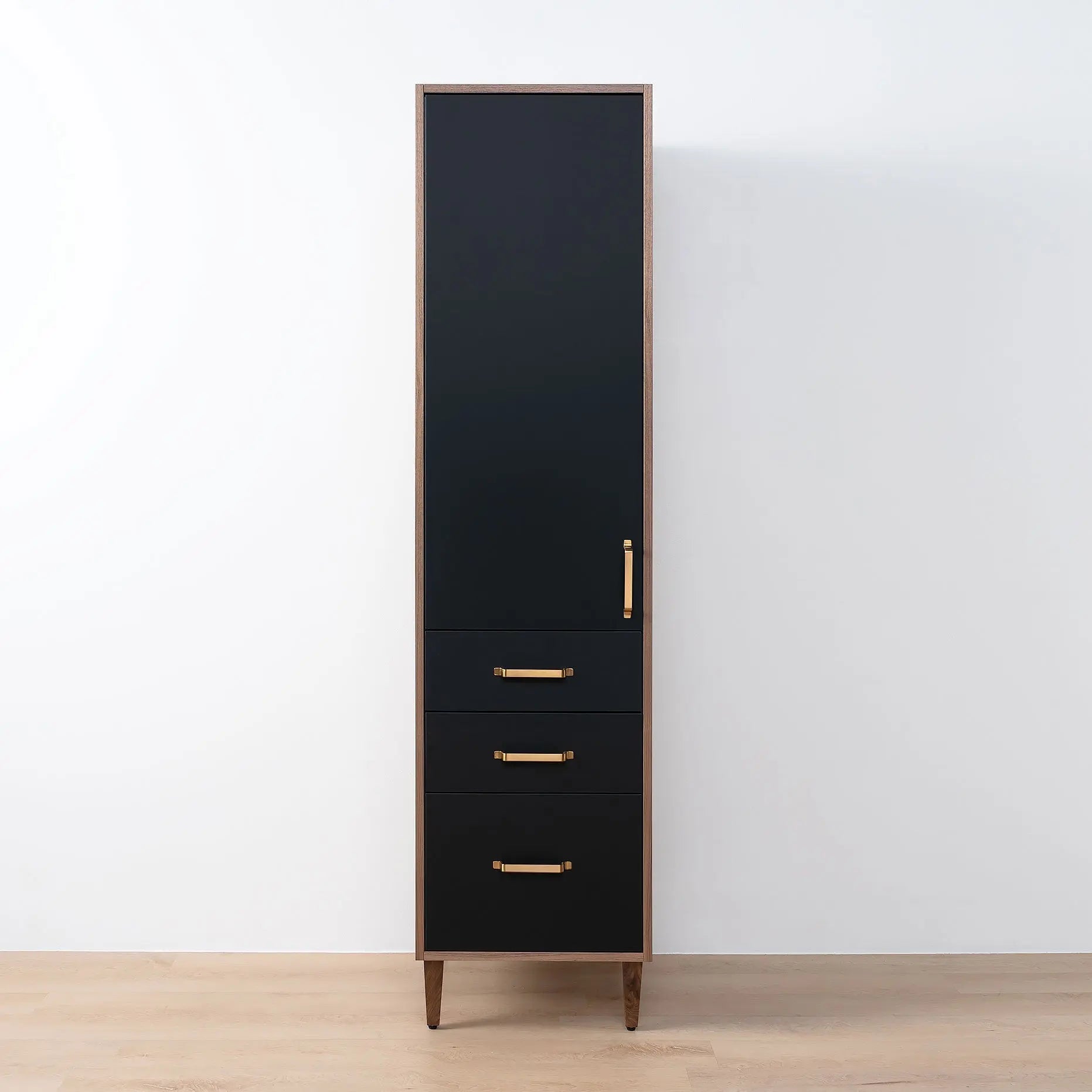 Sidney Matte Black Linen Cabinet - Teodor Vanities United States