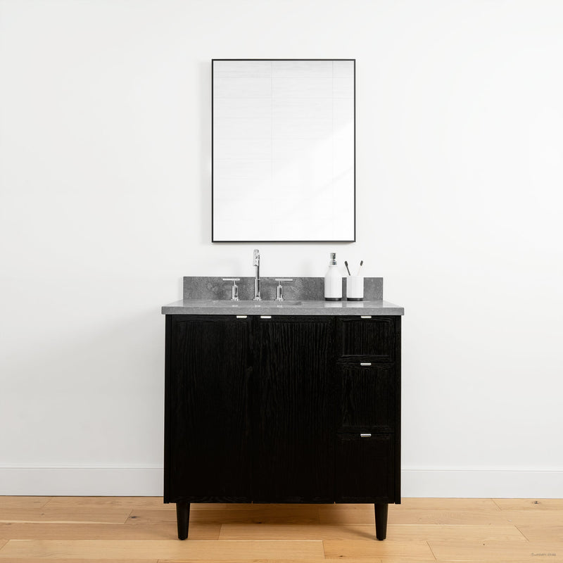 Cape Breton 36", Teodor® Blackened Oak Vanity, Left Sink
