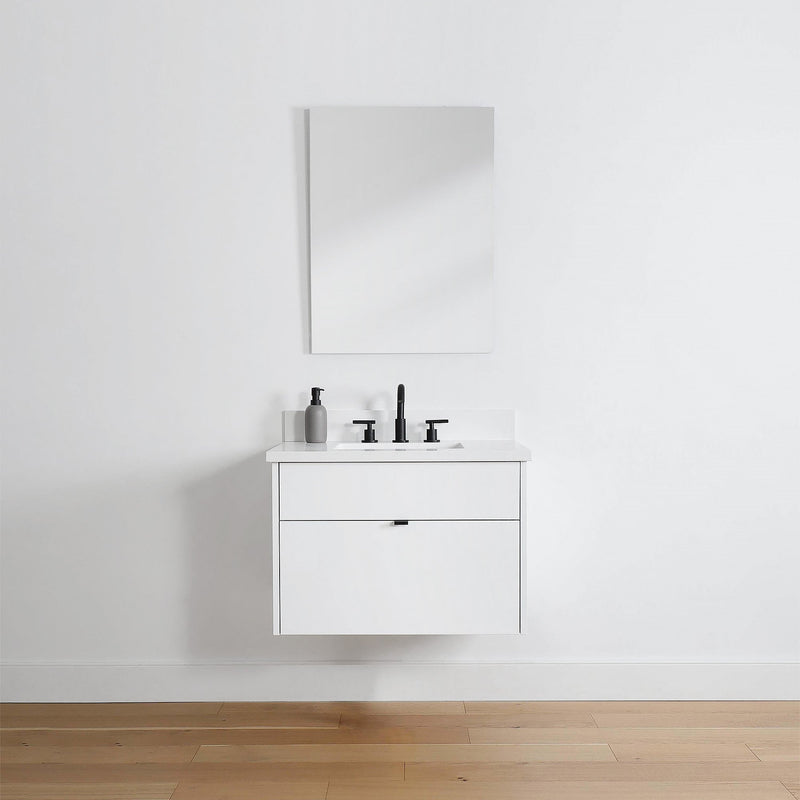 Austin 30", Teodor® Modern Wall Mount Gloss White Vanity