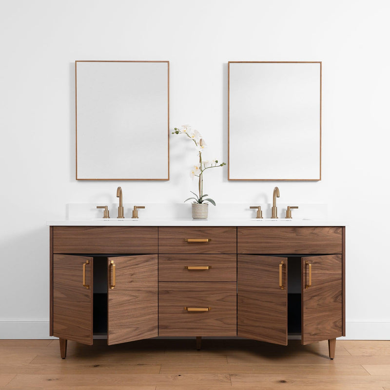 Austin SLIM, 72" Teodor® Modern American Black Walnut Vanity, Double Sink