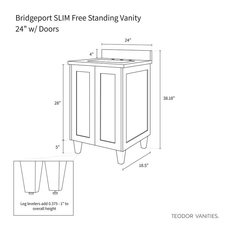 Bridgeport SLIM, 24" Teodor® White Oak Vanity w/ Doors