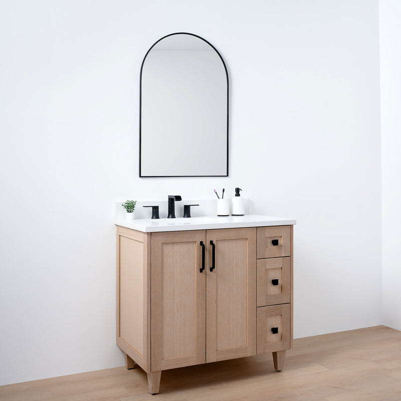 Bridgeport 36", Teodor® White Oak Vanity, Left Sink