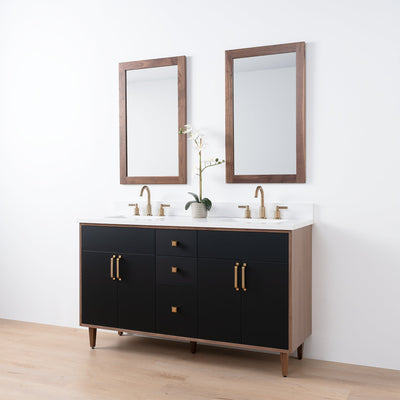 Sidney SLIM, 60" Teodor® Modern Matte Black Vanity, Double Sink