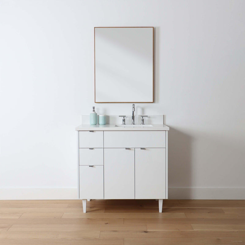 Austin 36", Teodor Modern Gloss White Vanity, Right Sink - The Vanity Store Canada