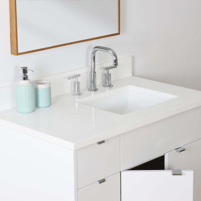 Austin 36", Teodor Modern Gloss White Vanity, Right Sink - The Vanity Store Canada