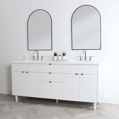 Austin 72", Teodor Modern Gloss White Vanity, Double Sink - The Vanity Store Canada