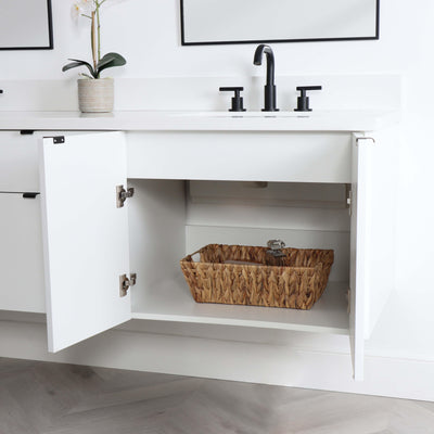 Austin 72", Teodor Modern Wall Mount Gloss White Vanity, Double Sink - The Vanity Store Canada