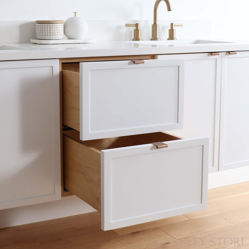 Cape Breton 72", Wall Mount Satin White Vanity, Double Sink - The Vanity Store Canada