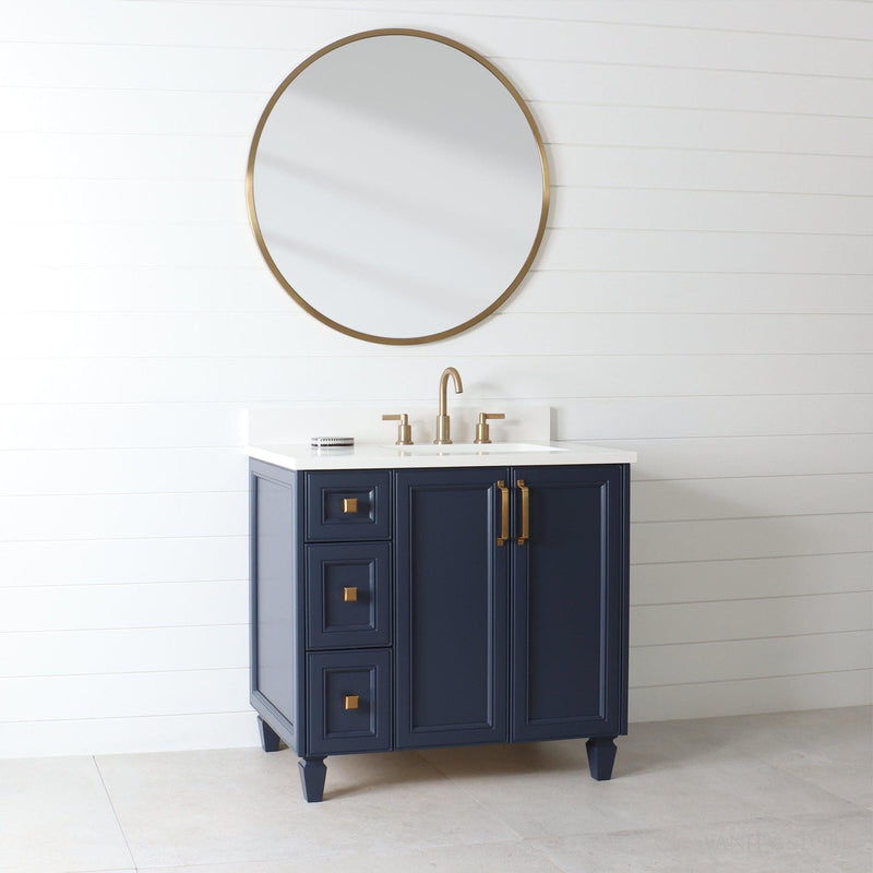 Davenport 36", Teodor Pacific Blue Vanity, Right Sink - The Vanity Store Canada
