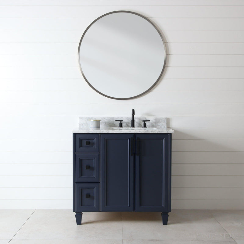 Davenport 36", Teodor Pacific Blue Vanity, Right Sink - The Vanity Store Canada