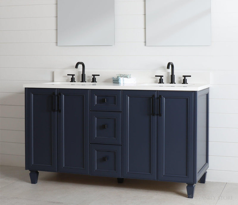 Davenport 60", Teodor Pacific Blue Vanity, Double Sink - The Vanity Store Canada