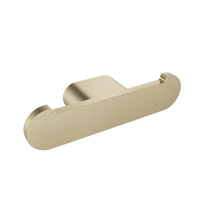 Flow Double Towel Hook, Light Brushed Gold, Volkano Series - The Vanity Store Canada