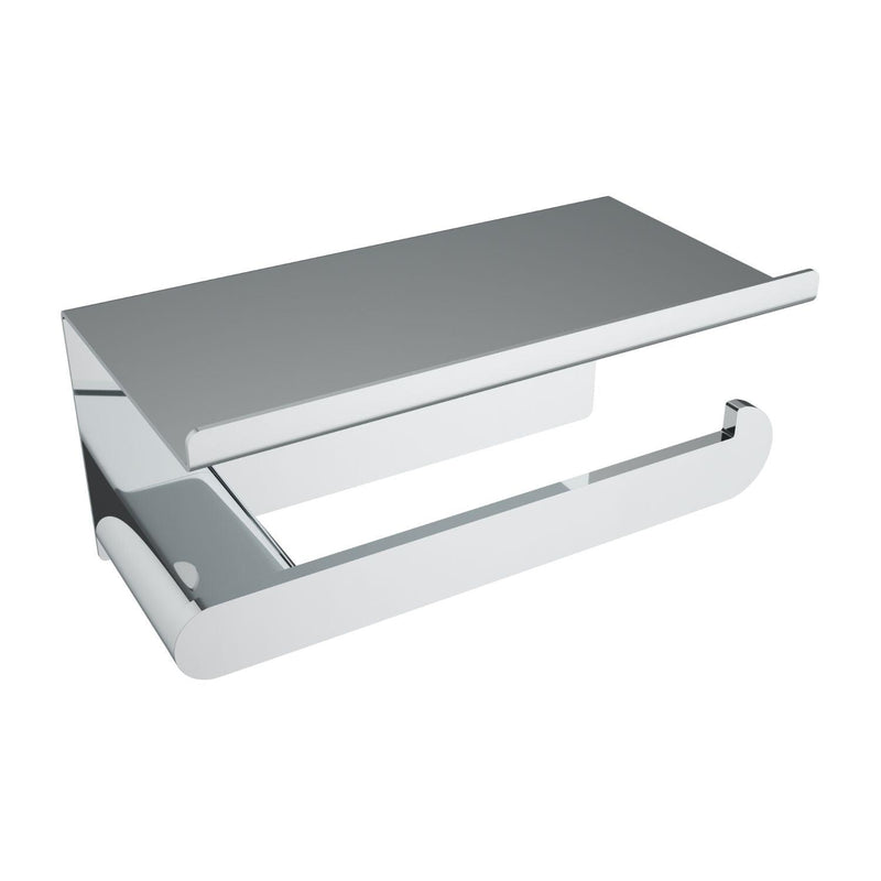 Flow Toilet Paper Holder with Shelf, Chrome, Volkano Series - The Vanity Store Canada