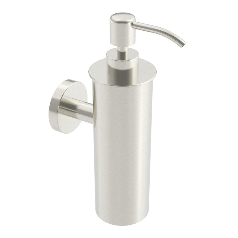 Volkano Wall-Mounted 250ml Soap Dispenser, Brushed Nickel - The Vanity Store Canada
